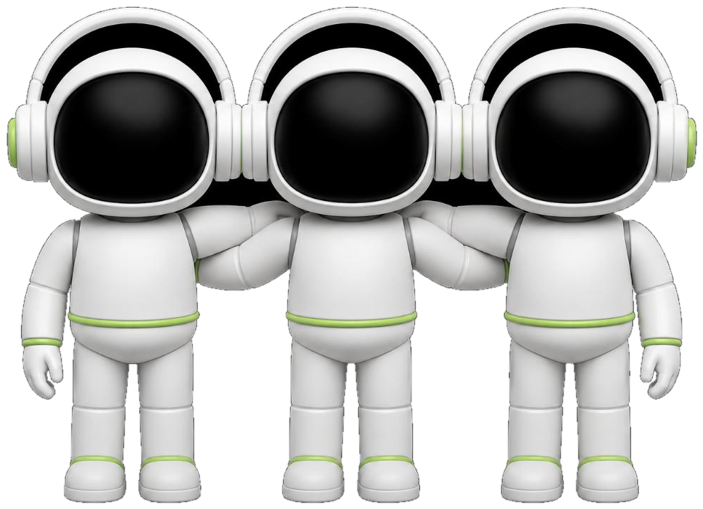 Tres Nanis abrazados como amigos
